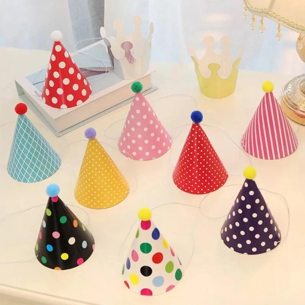with Pom Poms Birthday Party Hats Colorful Birthday Crown Hat  Kids Birthday Party