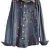 European Station Spring New Heavy Industry Diamond Loose Denim Shirt Women's Design Versatile Single-breasted Shirt