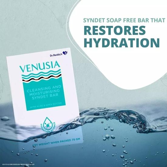 ВЕНУСИЯ Доктор. Reddy Moisturizing Bathing Bar, Syndet Bar, с маслом ши и алоэ, увлажненная и эластичная кожа, pH-сбалансированный