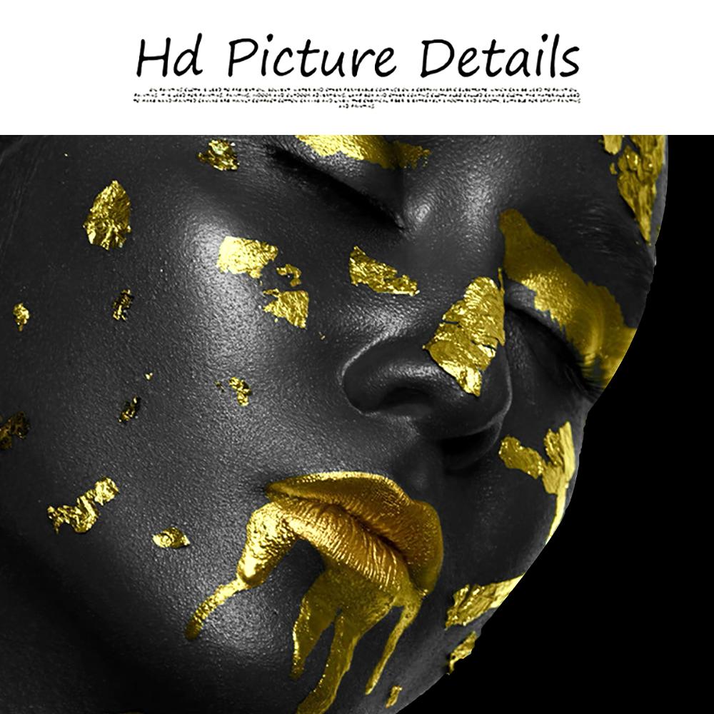 Африканская черная женщина, настенная живопись на холсте, золотая фольга, сексуальная девушка, портретные постеры и принты, художественные фотографии для декора гостиной