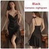 Sexy Solid Color Sleepwear Set With V Neck Satin Fabric For Lounge And Home Use
