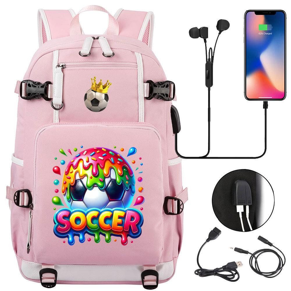 2026 Sports Soccer USB Large Capacity Backpack for Middle High School Students Travel Unisex