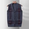 Men's Sweater Cardigan Vest Sleeveless Knit Vest Autumn and Winter New Casual Fashion Jacquard V-neck Button Cardigan