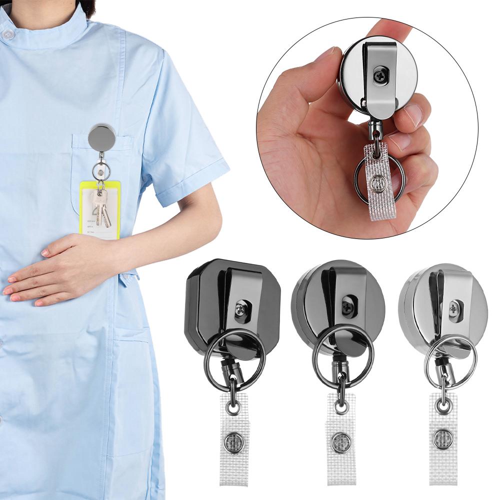 Metal Key Ring Anti Lost Badge Reel Clip Retractable Key Chain Lanyard Clip ID Card Badge Holder