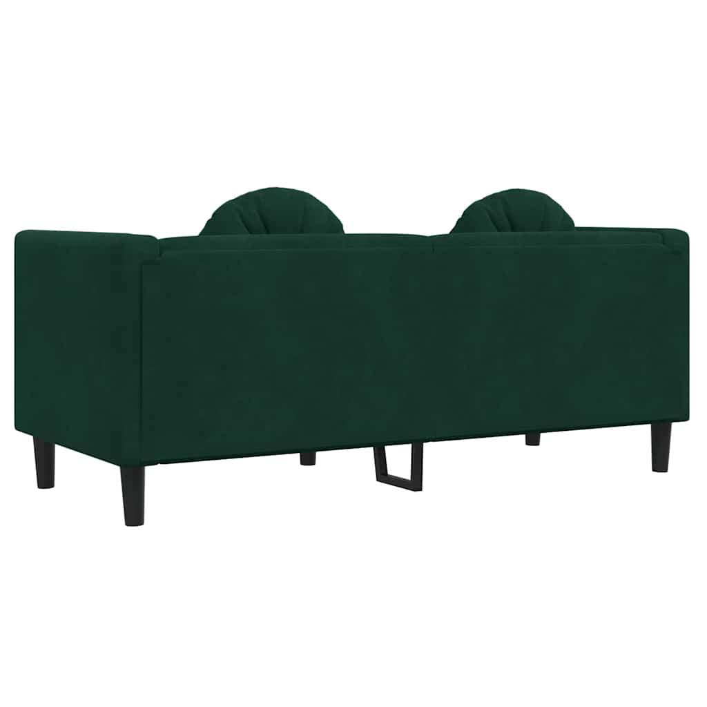 2 Seater Sofa with Cushions Dark Green Velvet