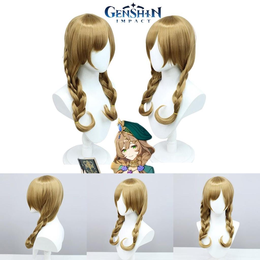 Genshin Impact Inspired Lisa Cosplay Wig Double Braid Hair
