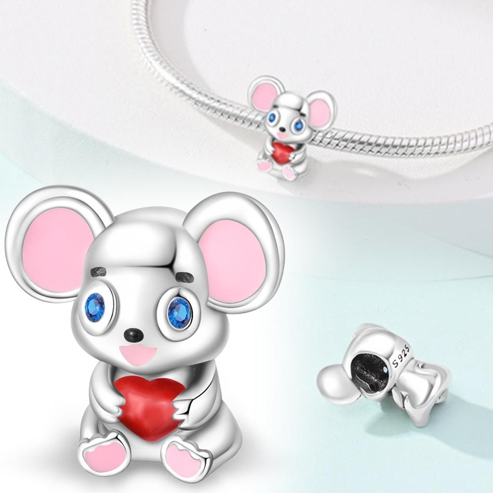 Copper Pink Elephant Animal Charm Beads Fit Charm Copper Original Bracelet For Women Jewelry Making