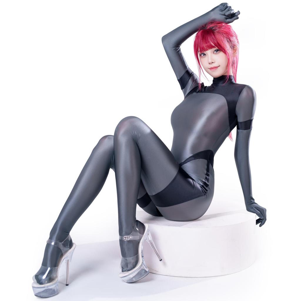Sexy Cosplay Smooth Shiny Dance Tights [LOST-G] Full-Body Tights, Costume, Pantyhose, (DARK GRAY, L)