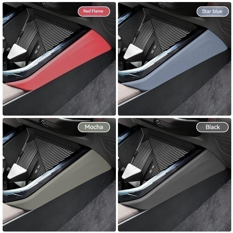 For BMW X3 G45 2025  Black leather material Car Center Console Gear Shift Panel Cover Trim Frame Cover Sticker Tuning Interior