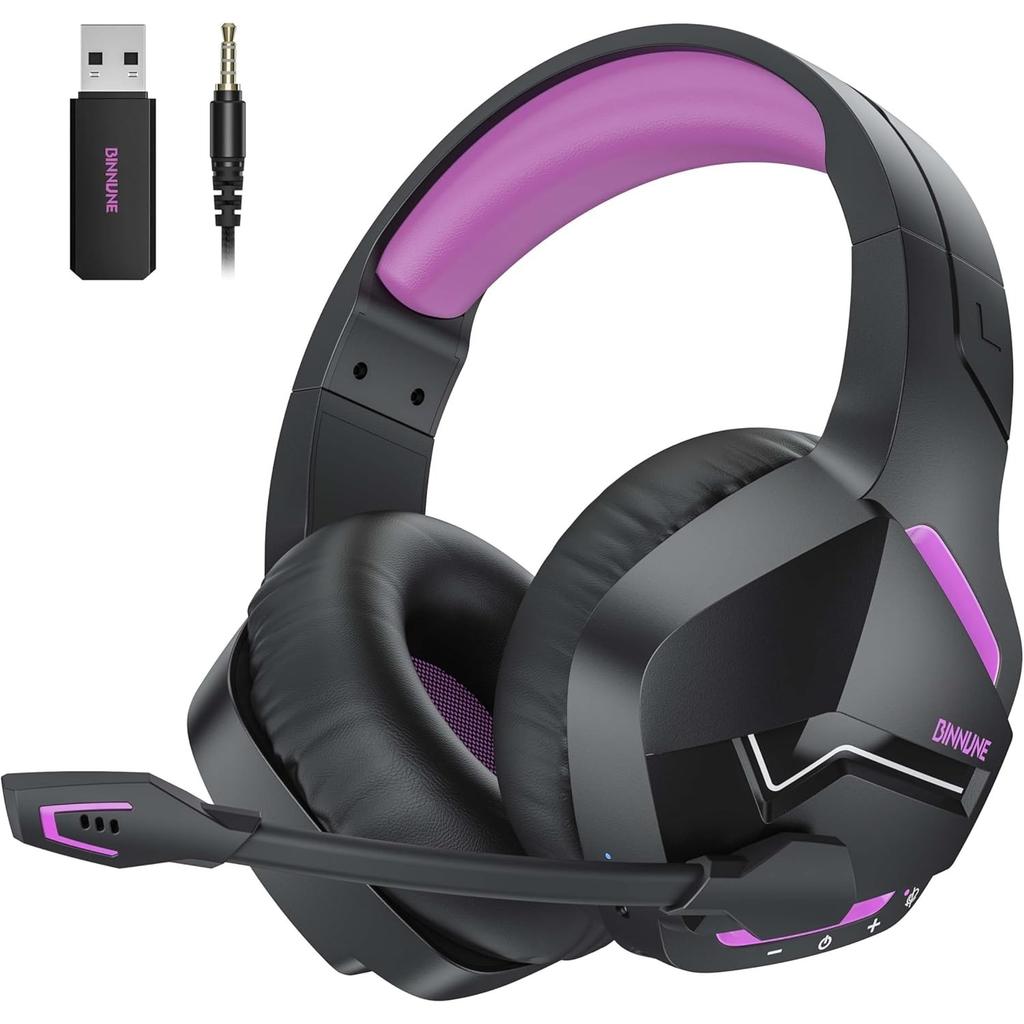 NUBWO BW01 Wireless Gaming Headset with Microphone for PC/PS4/PS5, 2.4G Wireless Bluetooth USB Gamer Headphones with Mic for Laptop Computer