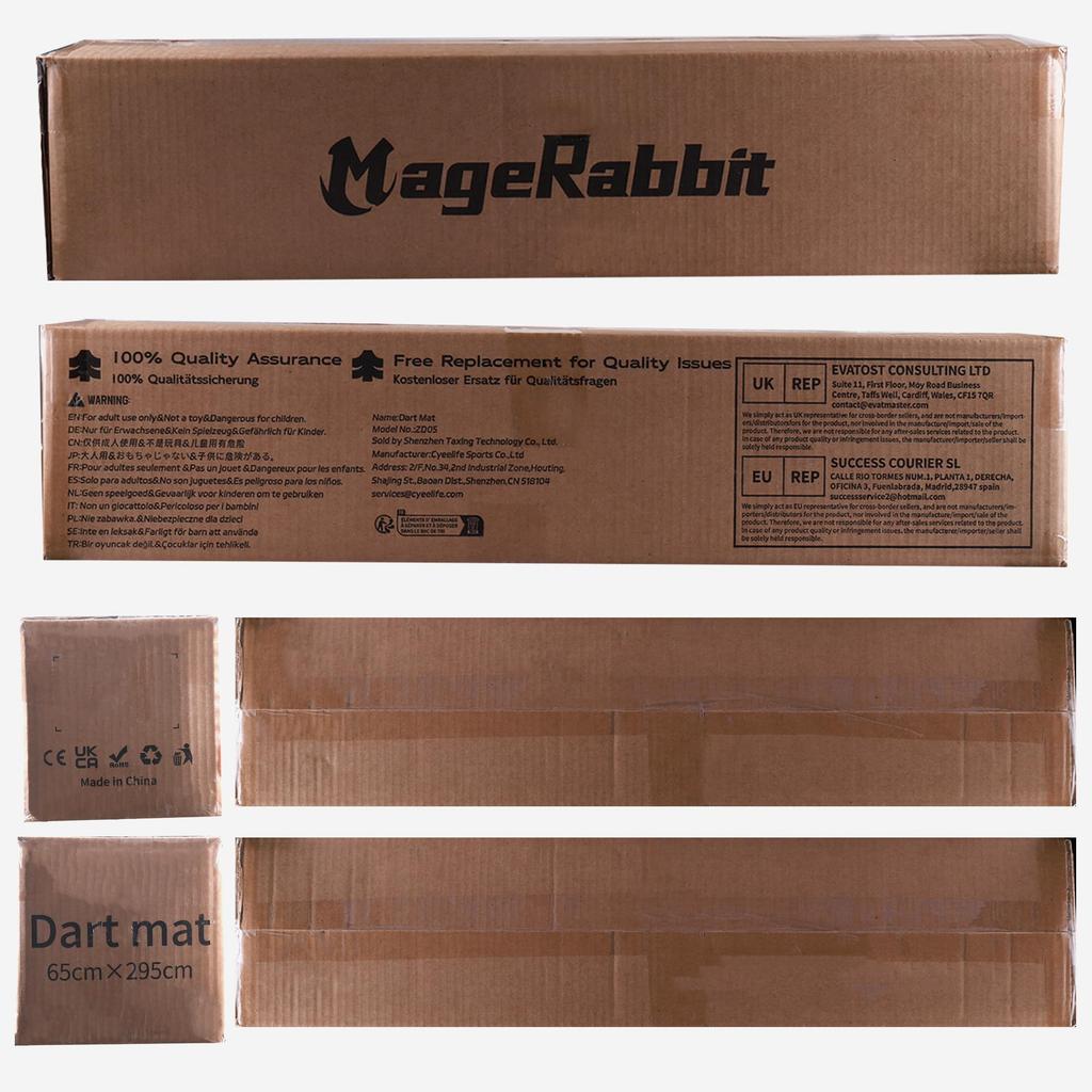 MageRabbit Dart Board Mat with Carry Bag and Throwing Line for Dart 65 X 295cm Dart Mat Plain with Throw Line Simple Compact Throw Mat Dart Board