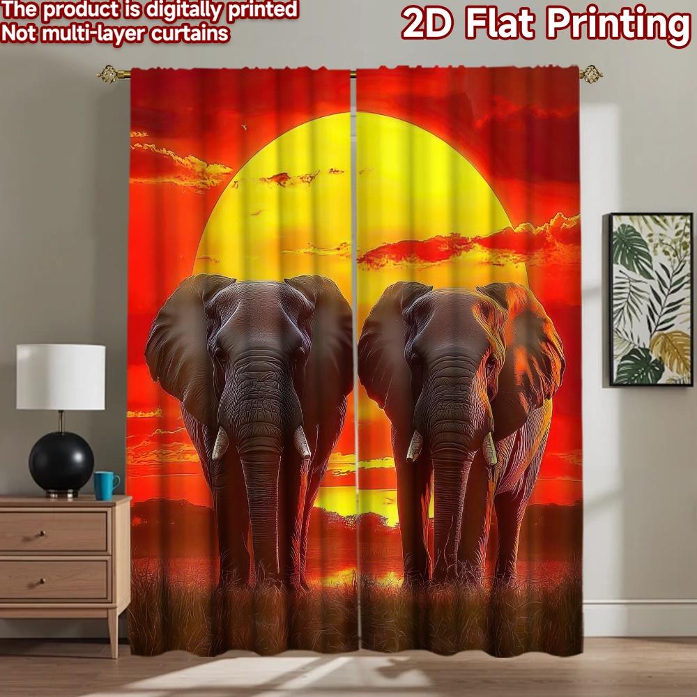 2D плотный Фотофон Ткань для фона Слоны на закате 100% Полиэстер Праздничные украшения Использование для праздника
