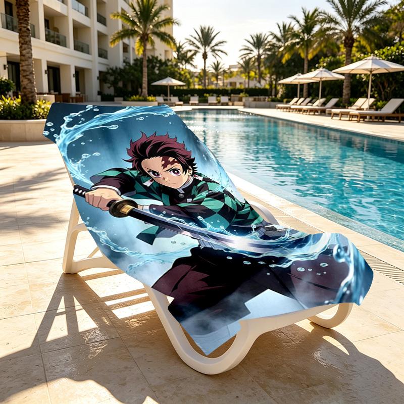 Demon Slayer Print Beach Towel Design, Soft, Lightweight. for Home Bathroom, Spa, Pool, Yoga, Surfing, Camping, Gift for Family, Friend