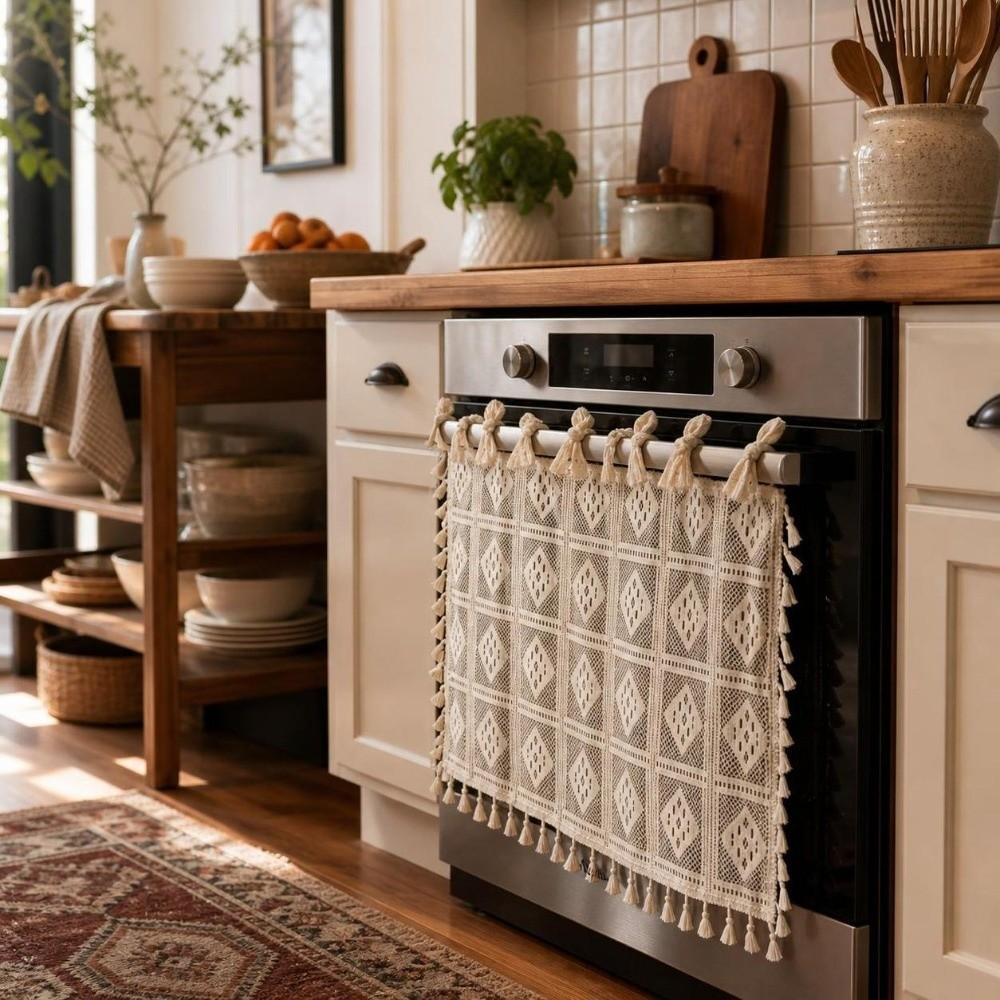 Lace Dishwasher Cover Skirt Tassels Kitchen Cabinet Curtains No Drill Oven Skirt Cabinet Window