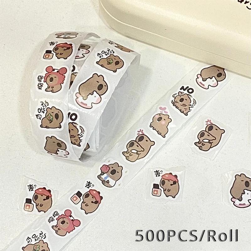 500 шт. мультяшные милые капибары разнообразные наклейки рулон для телефона шлема ноутбука компьютер украшения граффити наклейки наклейки