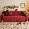 Christmas Plaid Couch Cover with Tassel Washable Sofa Covers Couch Furniture Protector Seat Slipcover Sofa Towel for Living Room