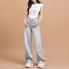 Джинсы женские весенние джинсы с широкими штанинами женские с высокой талией узкие свободные брюки с широкими штанинами женские весна и лето