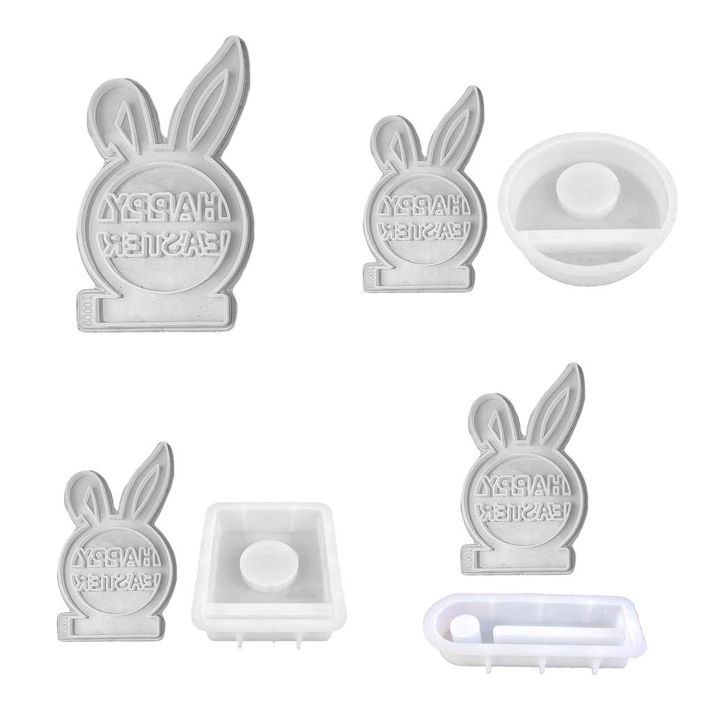 3D Rabbit Candle Holder Silicone Molds Easter Rabbit Resins Mould Candlesticks Castings Molds DIY Table Decorations