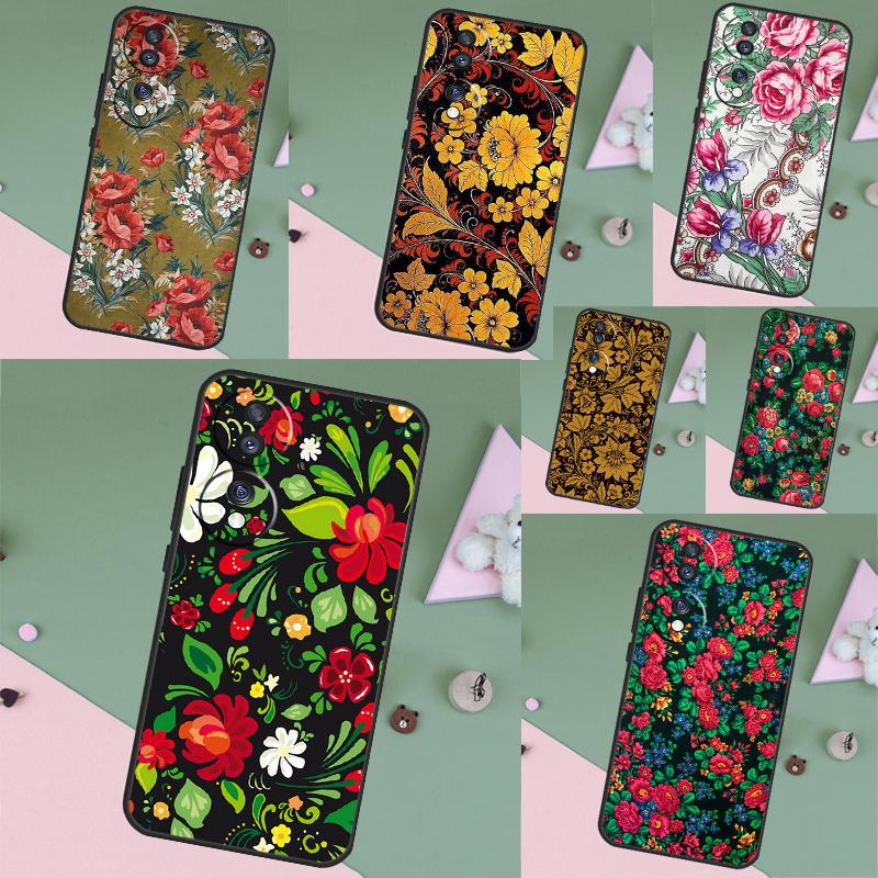 Russian Scarf Floral Case For Honor Magic 5 6 7 8 Pro Honor 200 400 50 70 90 Lite X8b X8c X9b X9c X9d Win RT Cover