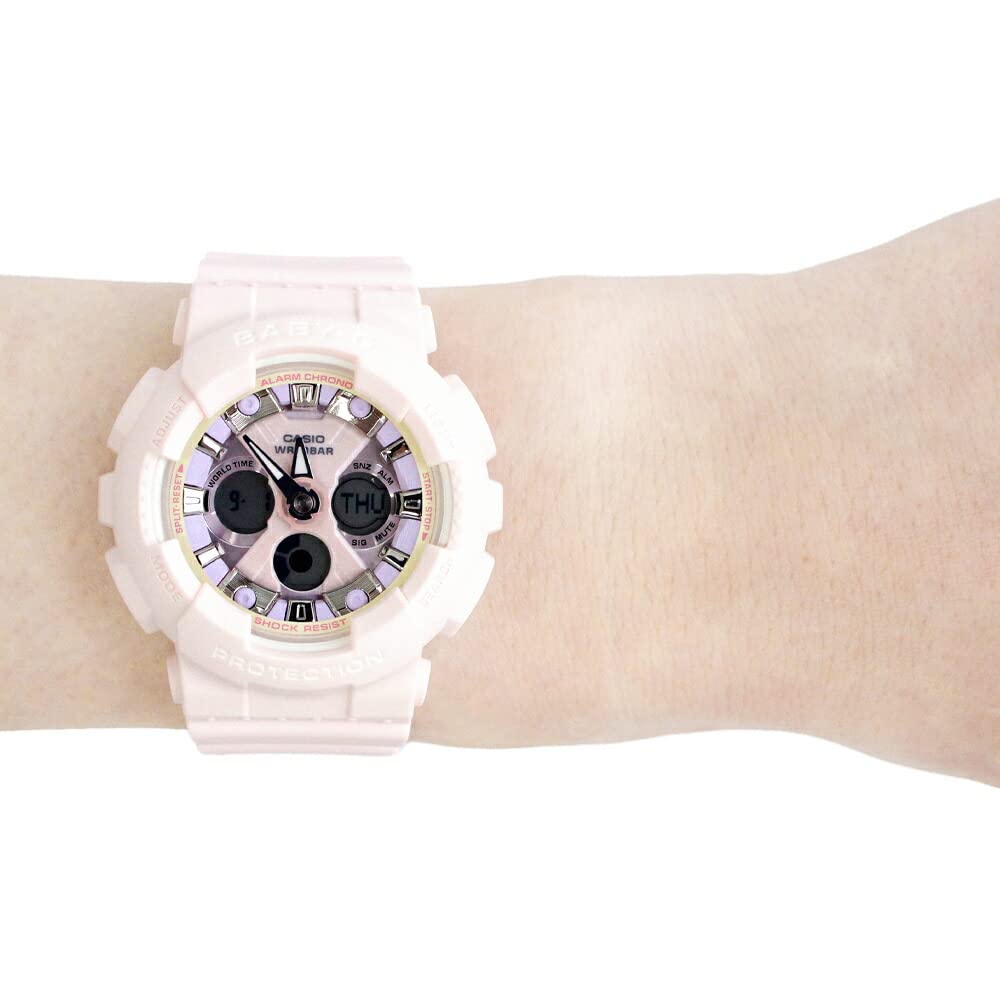 Casio СЕРИЯ Часы женские водонепроницаемые кварцевые 2 стрелки розовые фиолетовые Baby-G BA-130 Ana-Digi BA-130WP-4A [Товар]