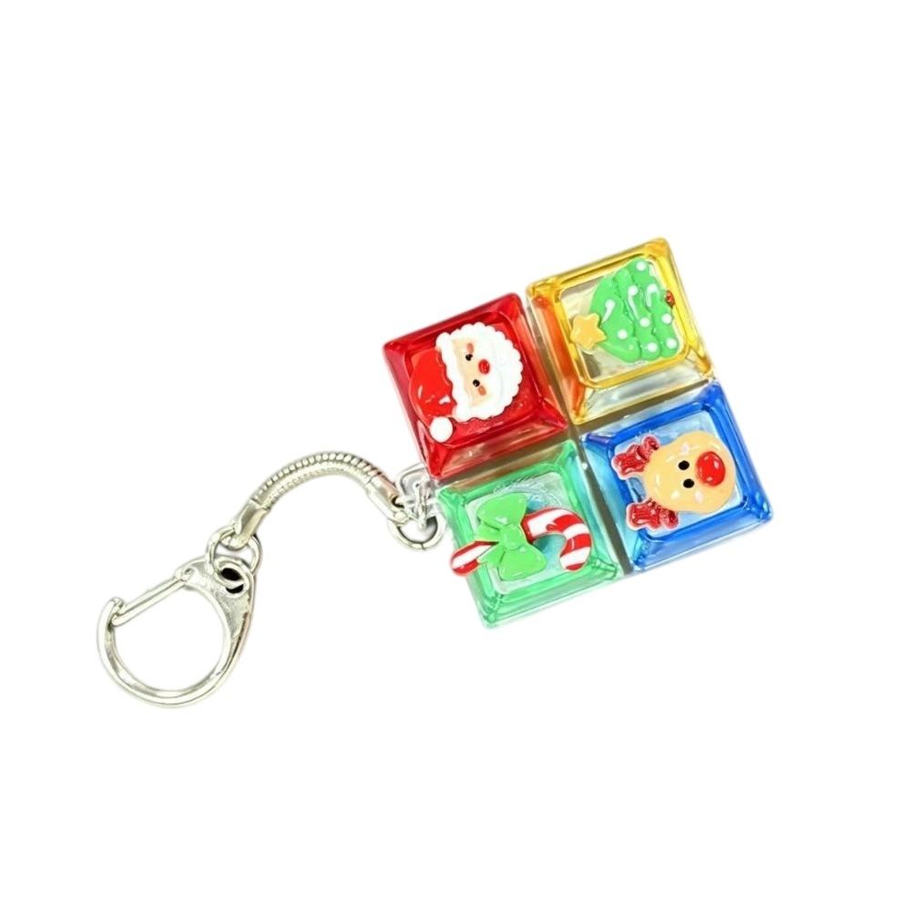 Santa Claus Elk Deer 4 Keys Fingertip Button Keyring Portable Fidget Bag Pendant Office