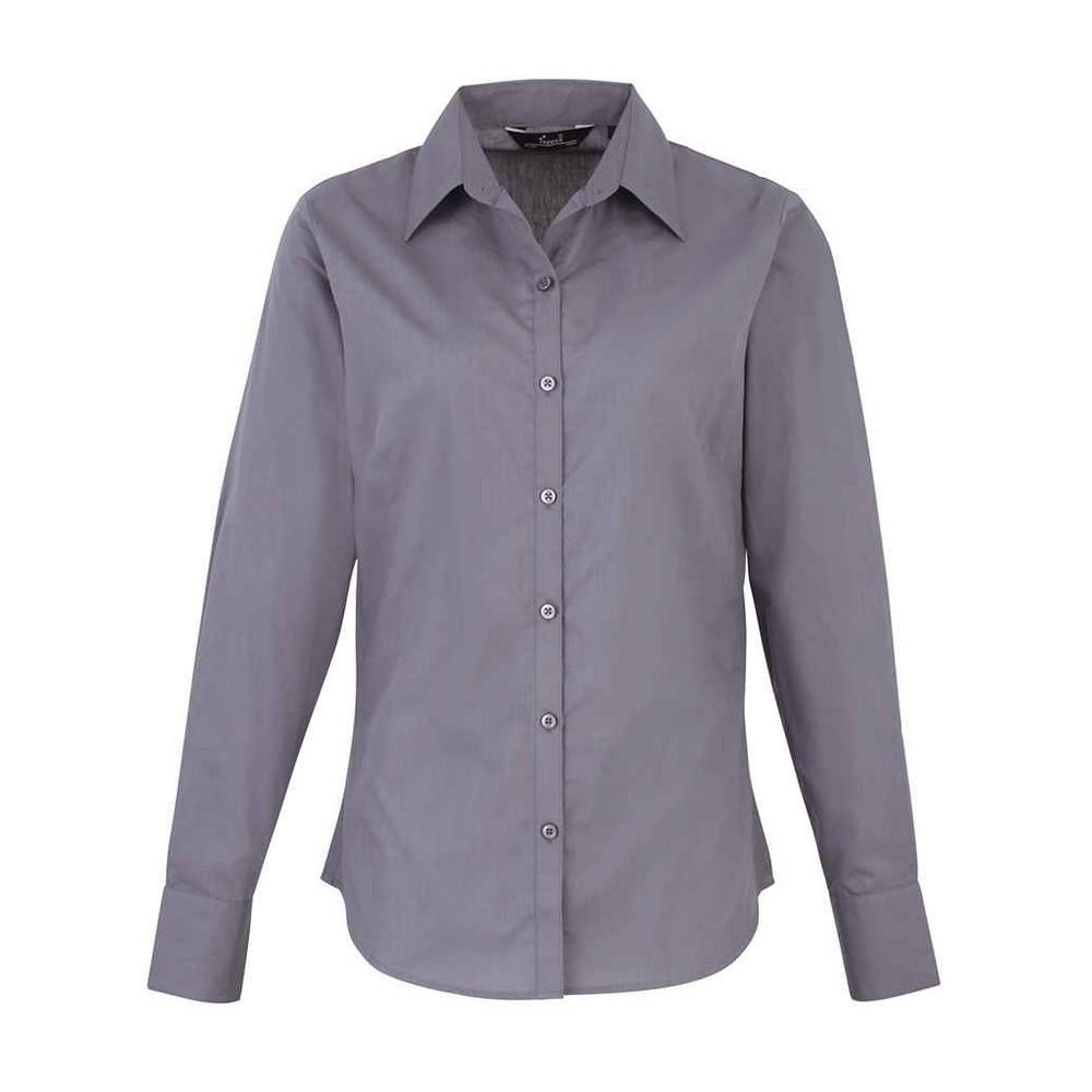 Premier Womens/Ladies Poplin Long-Sleeved Blouse