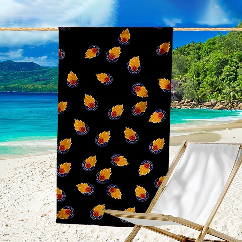 Flame Soccer Emblem Printed Beach Towel, Super Soft Microfiber, Perfect Gift Birthday, for Pool, Beach, Travel, for family and friends