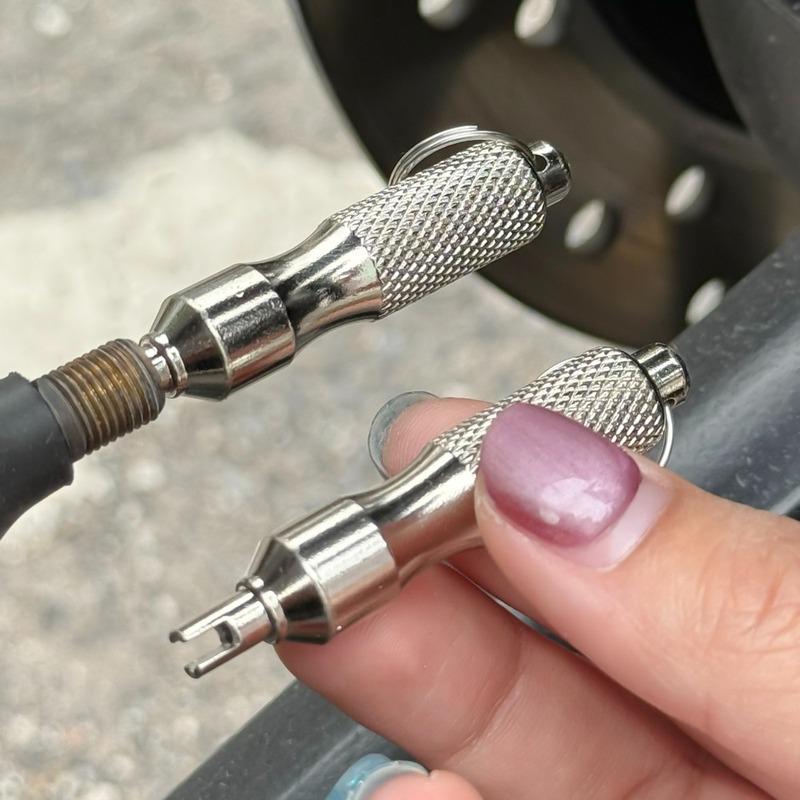 Portable Keychain Valve Core Remover Tool Stainless Steel Key Ring Spanner for Car Motorcycle ATV Bike Tire Repair Universal