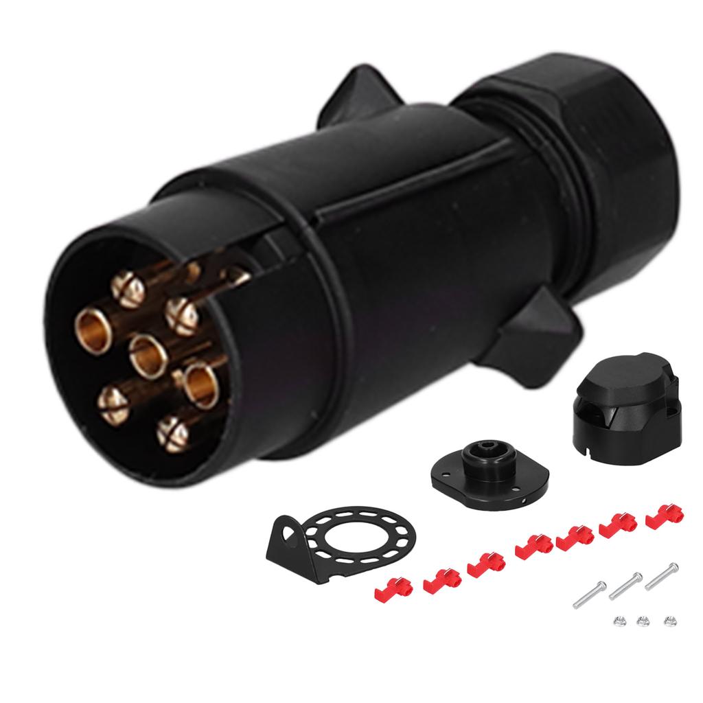 7 Pin Trailer Plug Connector Wiring Adapter Copper Contact for Commercial Vehicle Trailer RV Car