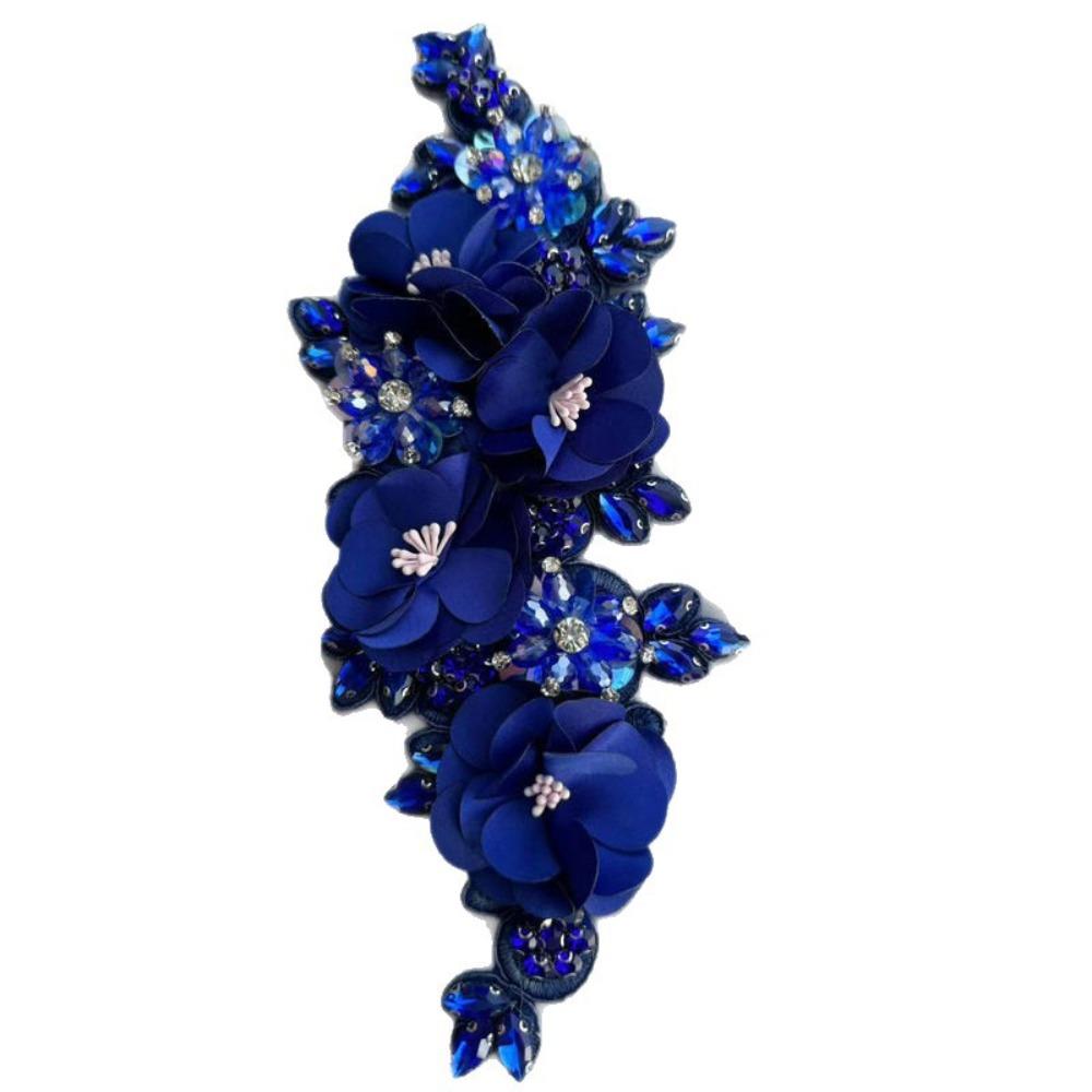 Аппликация из кружева с бусинами и стразами, объемная кристальная аппликация, пришитая вручную, приклеиваемая утюгом, сверкающая, из стеклянных бусин и кристаллов.