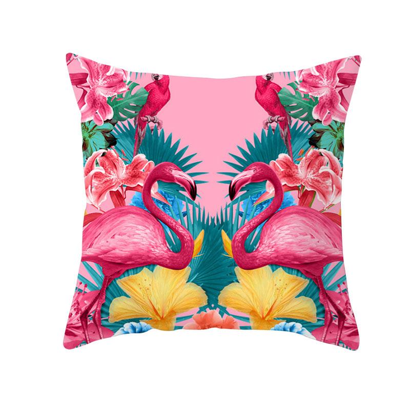 Summer Tropical Plant Flamingo Decorative Pillowcase Green Leaf Pillowcase Flamingo Pillowcase