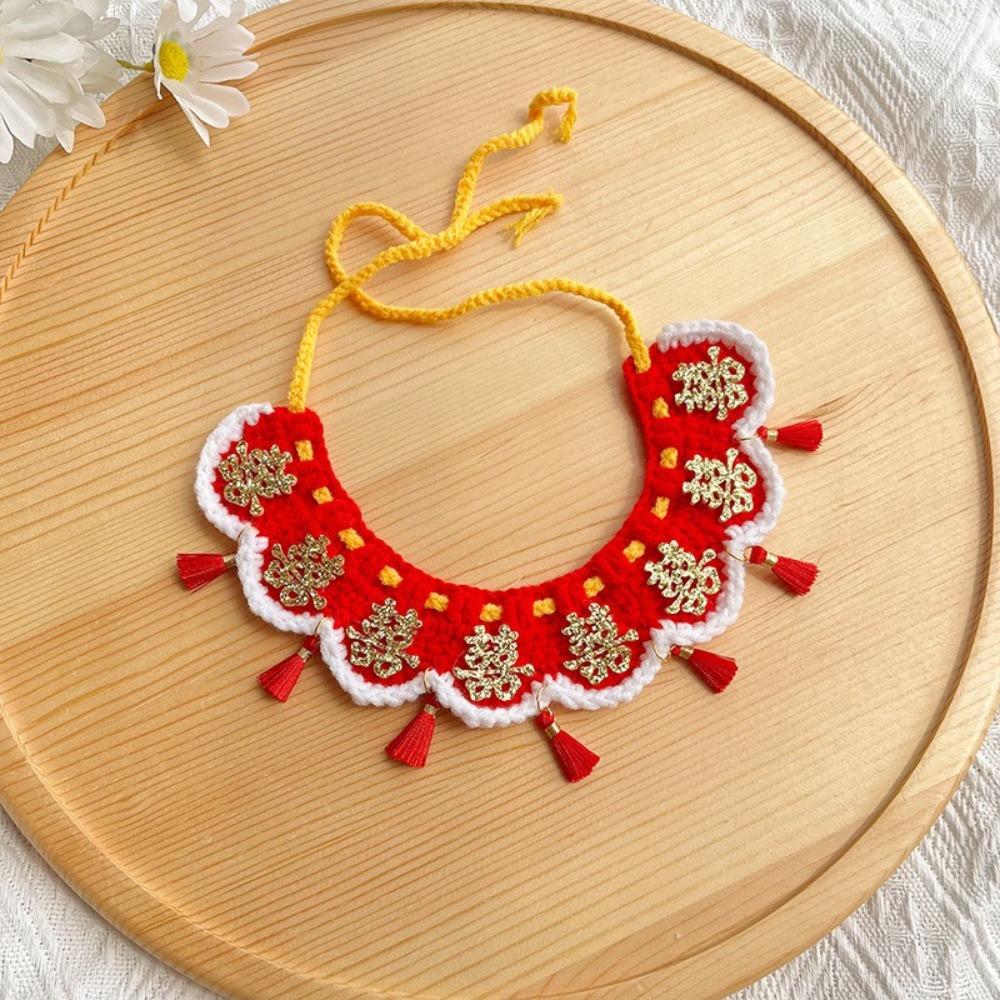 Decorative New Year Pet Collar Lace-up Style Pet Saliva Towel Pet Wedding Items  Take Photos