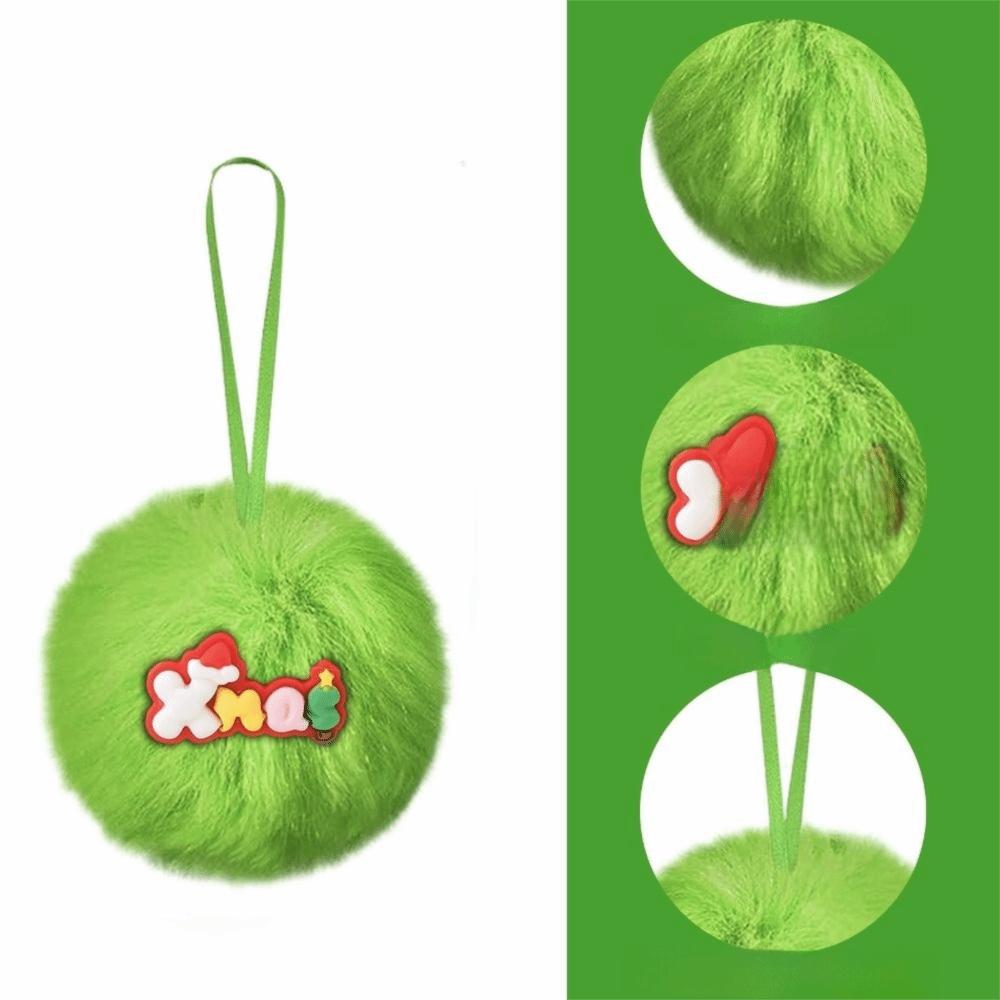 Furry Christmas Ball Lime Green DIY Christmas Tree Decoration Ball 6cm with Bow Christmas Hanging Decorations Navidad