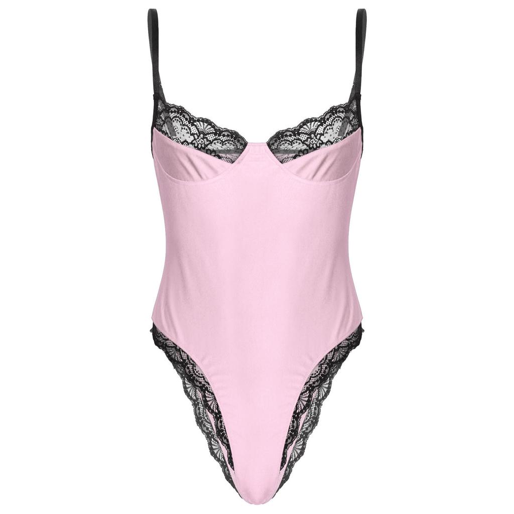 Мужское кружевное лоскутное боди для трансвеститов Sissy, сексуальный комбинезон, тонкие топы, узкая ночная рубашка