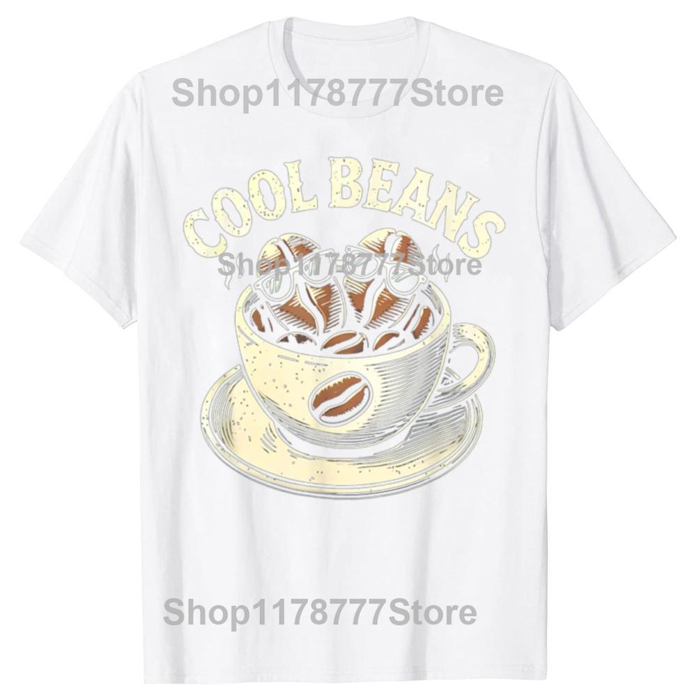 Смешные Cool Beans Кофе Кофеин Любитель Ретро Футболки Хлопок Короткий Рукав Подарки на День Рождения Мужская Повседневная Свободная Оверсайз Футболка