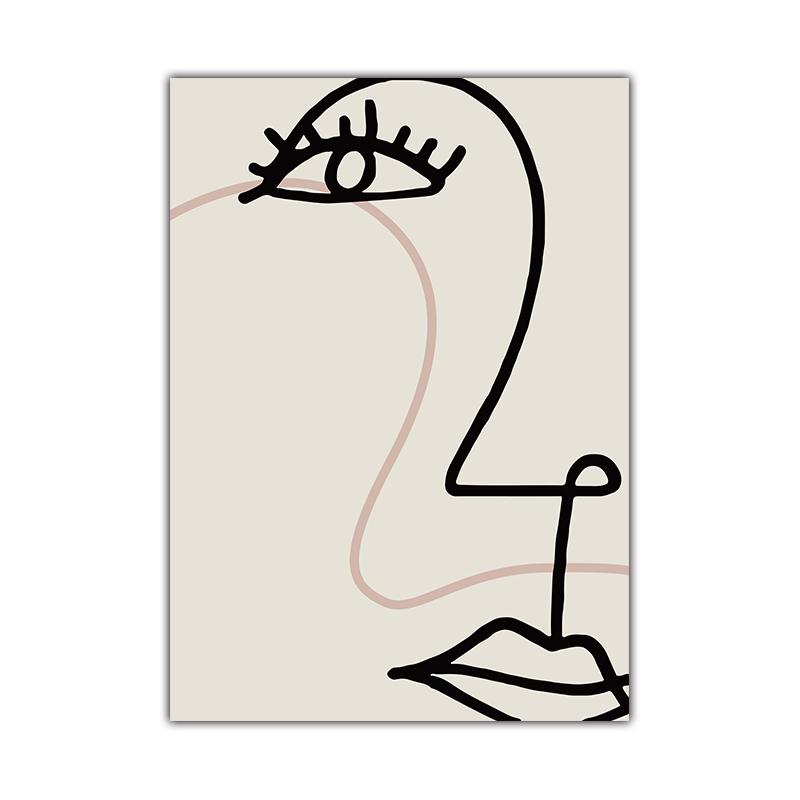 Кривая человеческого лица, абстрактные постеры и принты в стиле ретро, ​​скандинавский минималистичный холст, картина, настенные художественные фотографии, украшение для дома