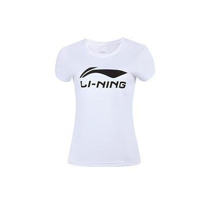 Футболка Li Ning Big Logo Classic Quick-Dry с коротким рукавом, женские топы, белая AHSR790-1