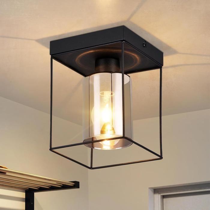 Plafonnier - NETTLIFE - 1 flamme E27 - Noir - Métal - Scandinave/Moderne