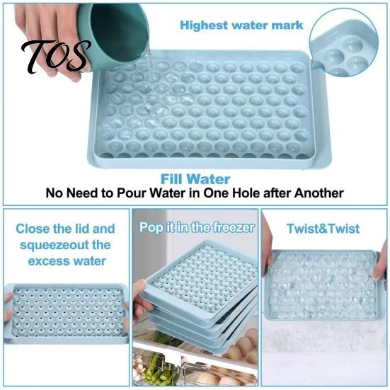 Whiskey Ice Ball Mold Mini Cube Tray with Bin And Scoop, Small Round Stackable for Coffee Drinks, Easy Release Silicone Freezer Storage Box