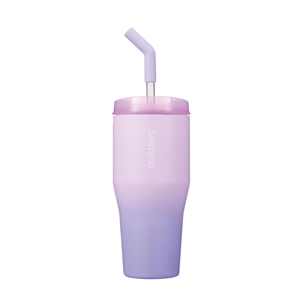 CB Japan ANIE Tumbler with Straw and Pink and Vacuum Stainless SANTECO 2-Way 670, 670ml, Lid, Purple, Insulated, Steel, Double-walled Construction,