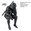 Decorative Ninja Figurine 3D Printed Sitting Figurine, Thinking Dark Shelf Sitter, Meditation Sculpture Masked Samurai Ornament for Home Office