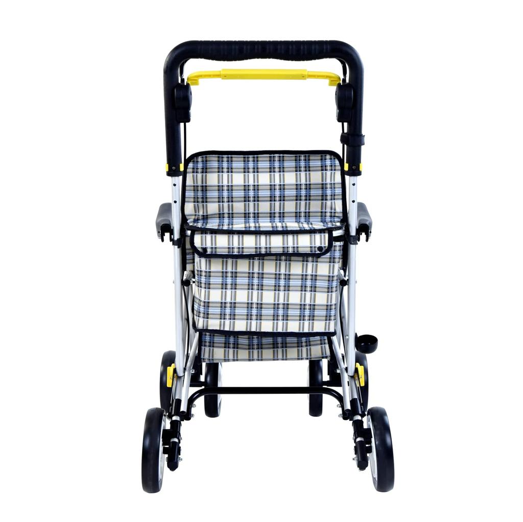 Серебряная автомобильная алюминиевая складная легкая ручная тележка для пожилых людей, стильное сиденье для сидения с функцией блокировки тормоза для покупок