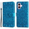 For iPhone 16 PU Leather Phone Stand Case Imprinted Sunflower Card Holder Phone Cover