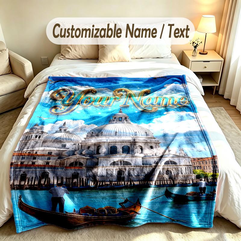 Fantasy Magic Theme Custom Blanket Personalized Name & Text Customized Soft Warm Throw Blanket Home Decor