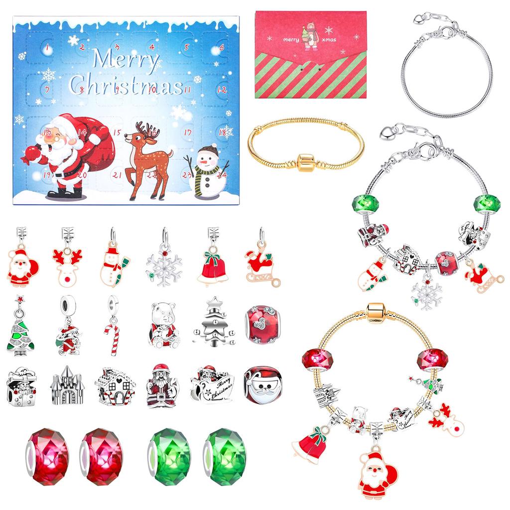 2023 Christmas Advent Calendar Gifts, DIY Bracelet Making Kit For For Child Adult, 24-Days Christmas Countdown Calendar Jewelry Gifts