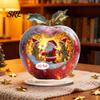Christmas Tabletop Centerpieces Apple Lollipop 2D Acrylic Figurine, Ornament with Santa Snow Gift for Friends Scene Inside, Decor Mantel Shelf Window