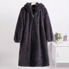 2024 осень-зима новое женское пальто из искусственного меха длиной до колена из овечьей шерсти повседневное пальто с капюшоном из овечьей шерсти
