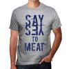 Мужская винтажная футболка Футболка с рисунком Say Yes to Meat Grey Marl