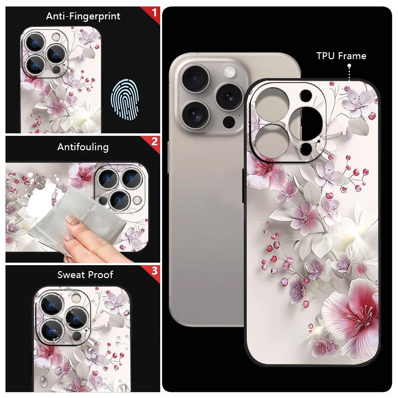 Чехол-шнурок с розово-белым цветочным узором для iPhone 17 Pro Max, мягкий силиконовый чехол для iPhone 16 Pro Max, чехол для iPhone 15 14 13 12 11 16E Air