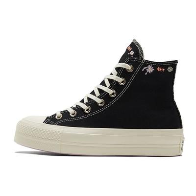 Черные женские кроссовки Chuck Taylor All Star Lift Platform с высокой вышивкой и цветочным принтом Multi Egret A01592C